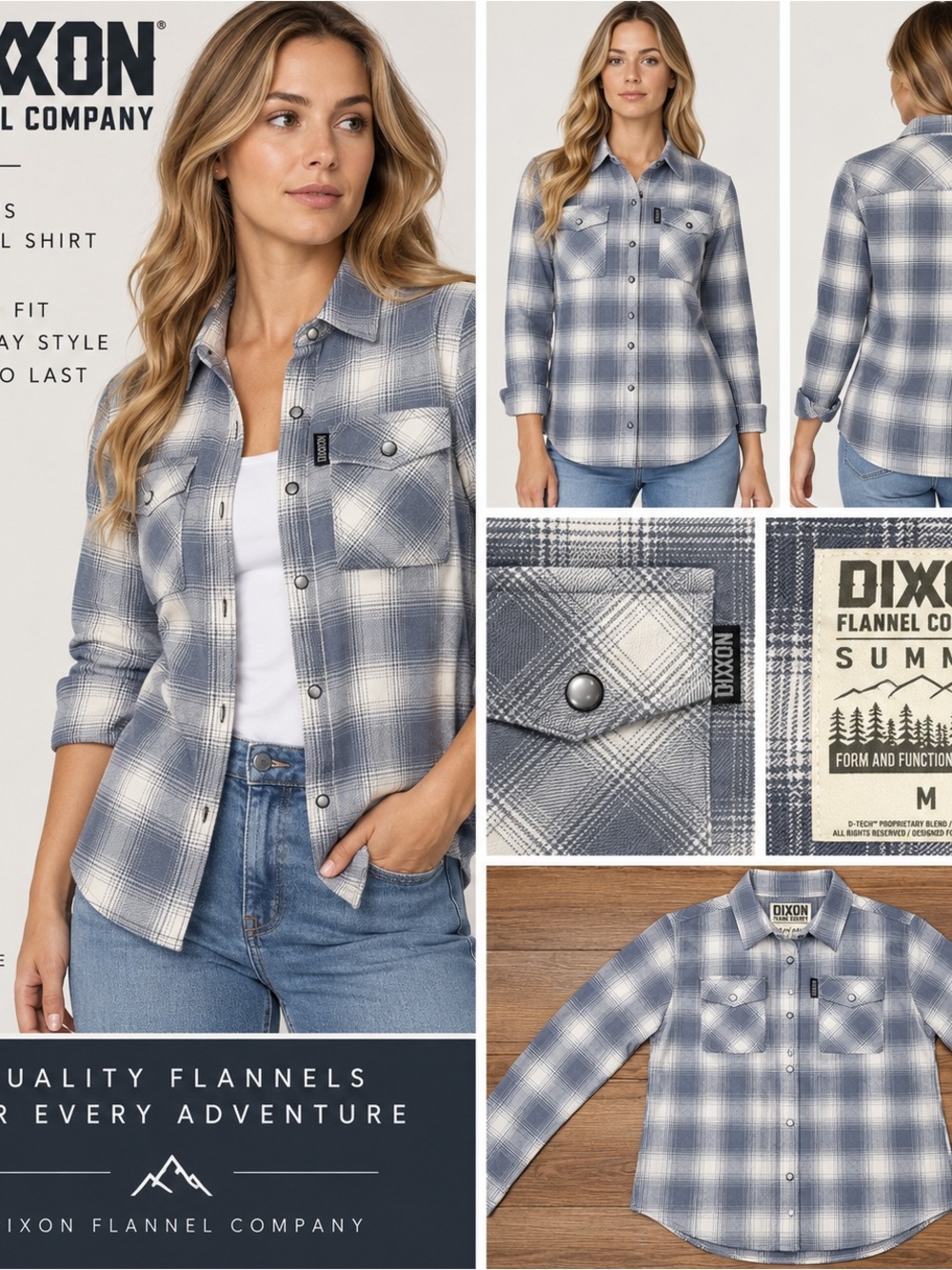 Dixon Women's grey Plaid Flannel Shirt Jacket